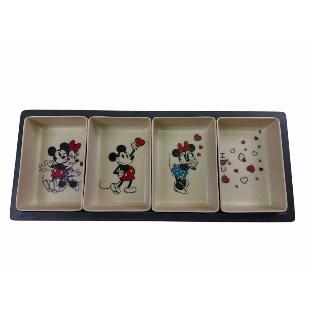 Disney's Retro Mickey & Minnie‎ 5 Pc I Heart You Sandwich Relish Condiment Tray